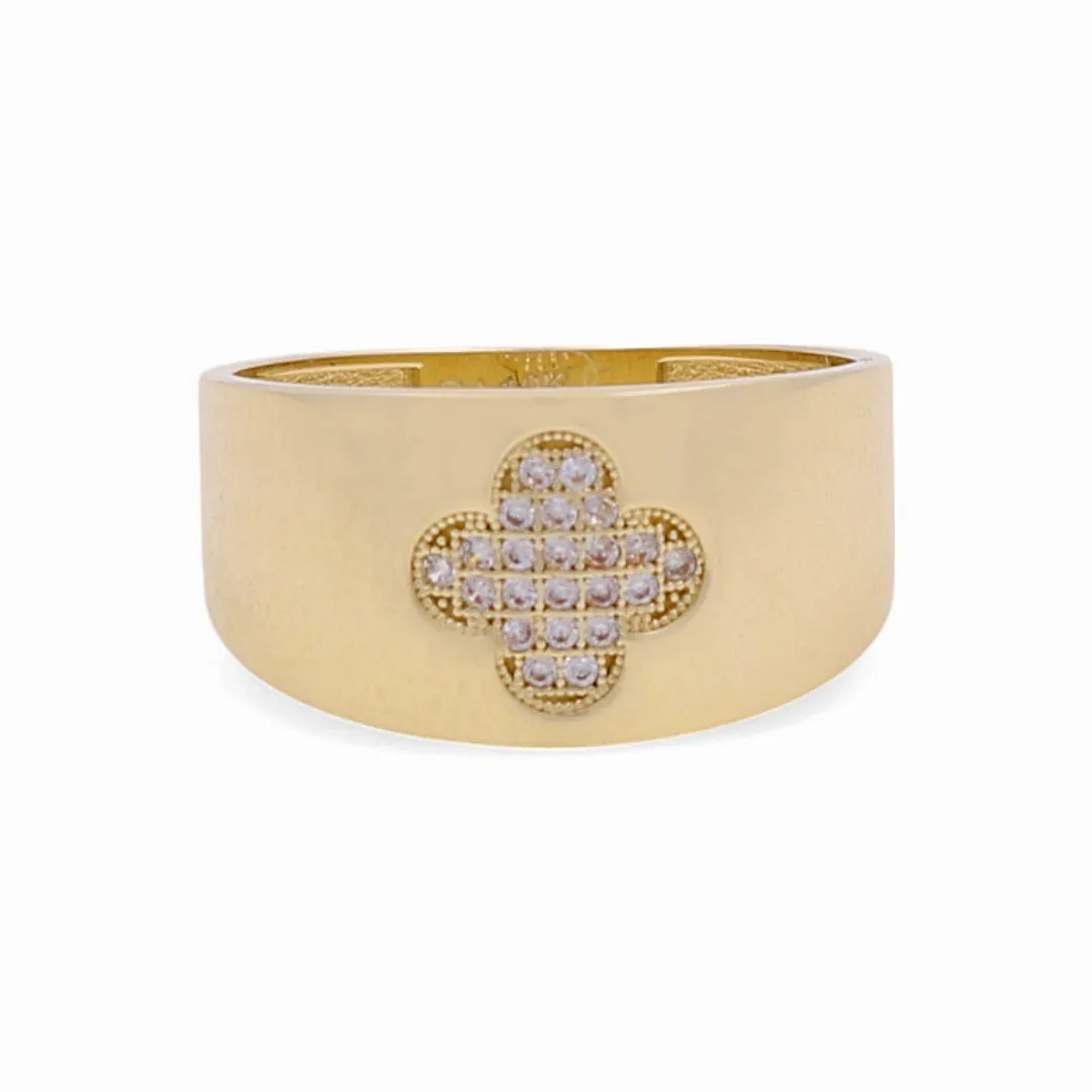 10K Yellow Gold Clover Women's Ring with Cz / Size: 7 / Weight: 2.6 GR / DPWR0CLV-5