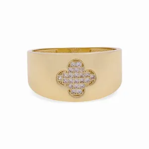 10K Yellow Gold Clover Women's Ring with Cz / Size: 7 / Weight: 2.6 GR / DPWR0CLV-5