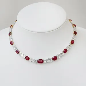 42.10 cts Unheated Oval Ruby with Diamond Necklace (ENQUIRE)