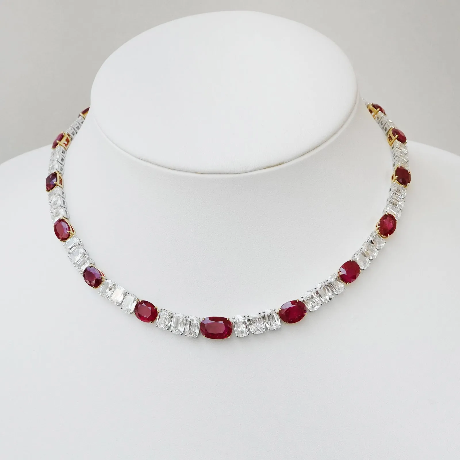 42.10 cts Unheated Oval Ruby with Diamond Necklace (ENQUIRE)