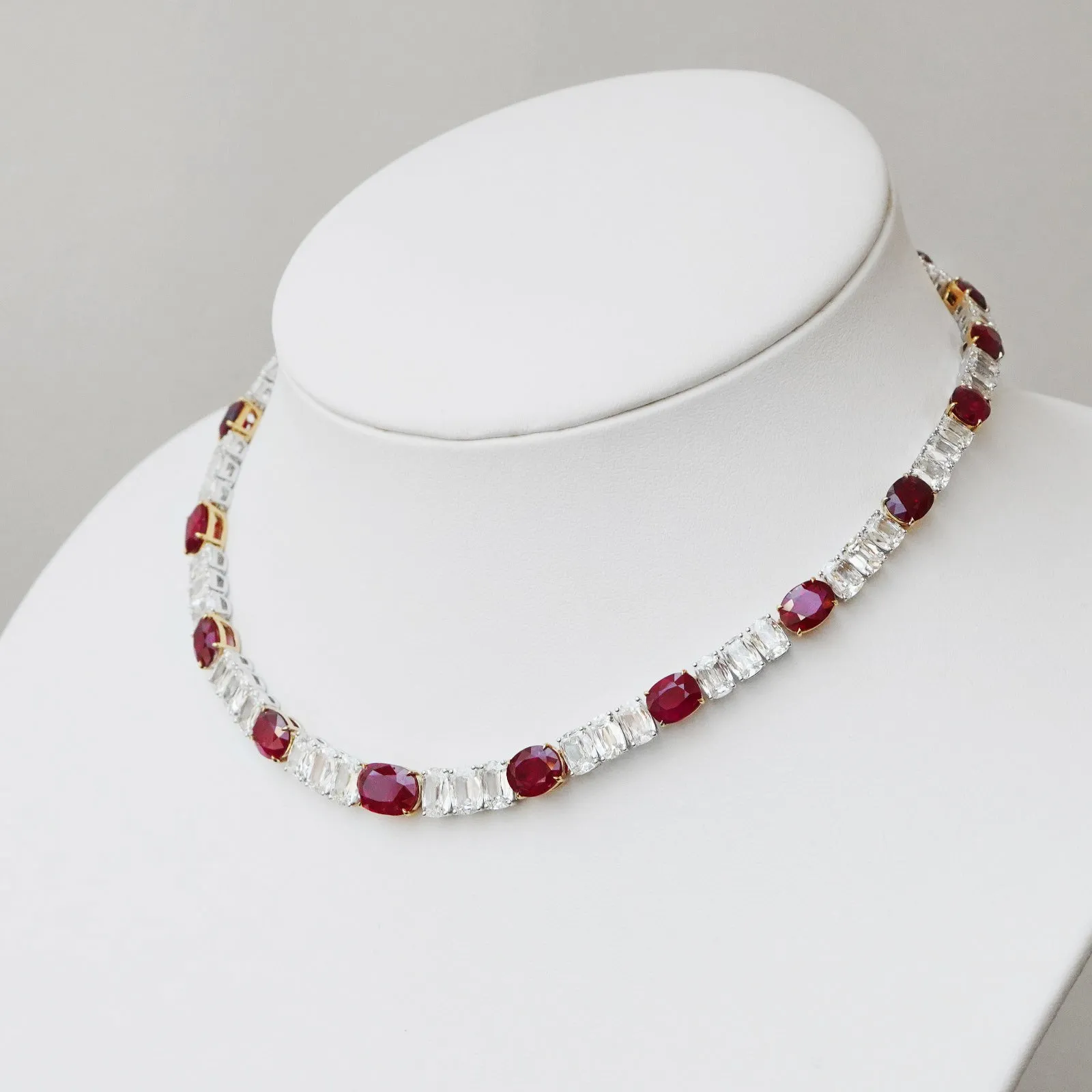 42.10 cts Unheated Oval Ruby with Diamond Necklace (ENQUIRE)