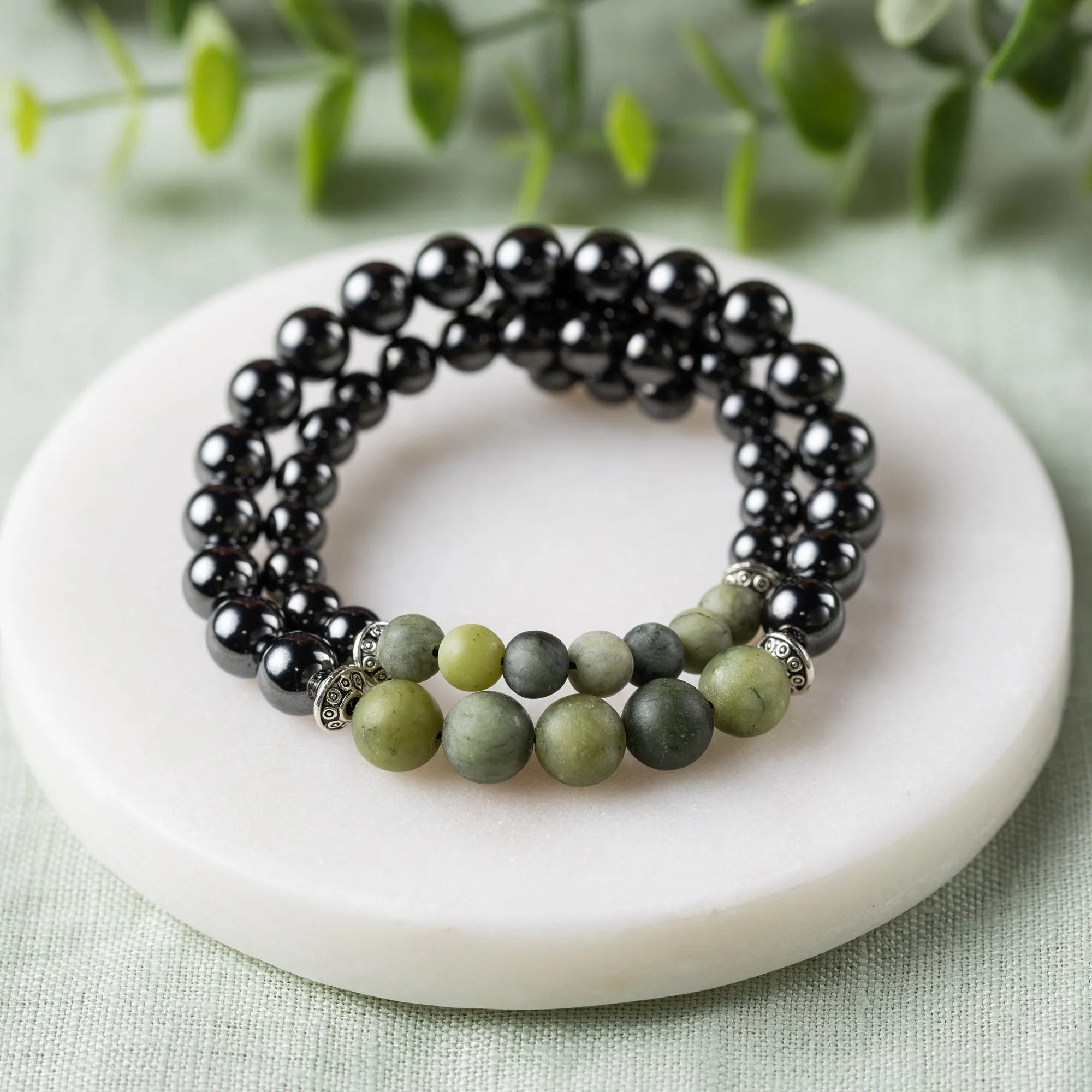 Adults | Green Jade   High Power Magnetic Hematite Bracelet