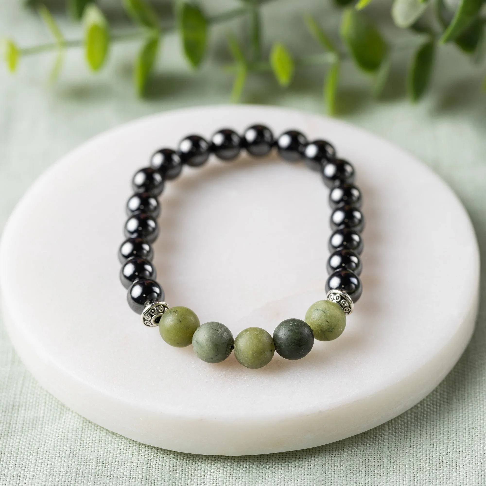 Adults | Green Jade   High Power Magnetic Hematite Bracelet