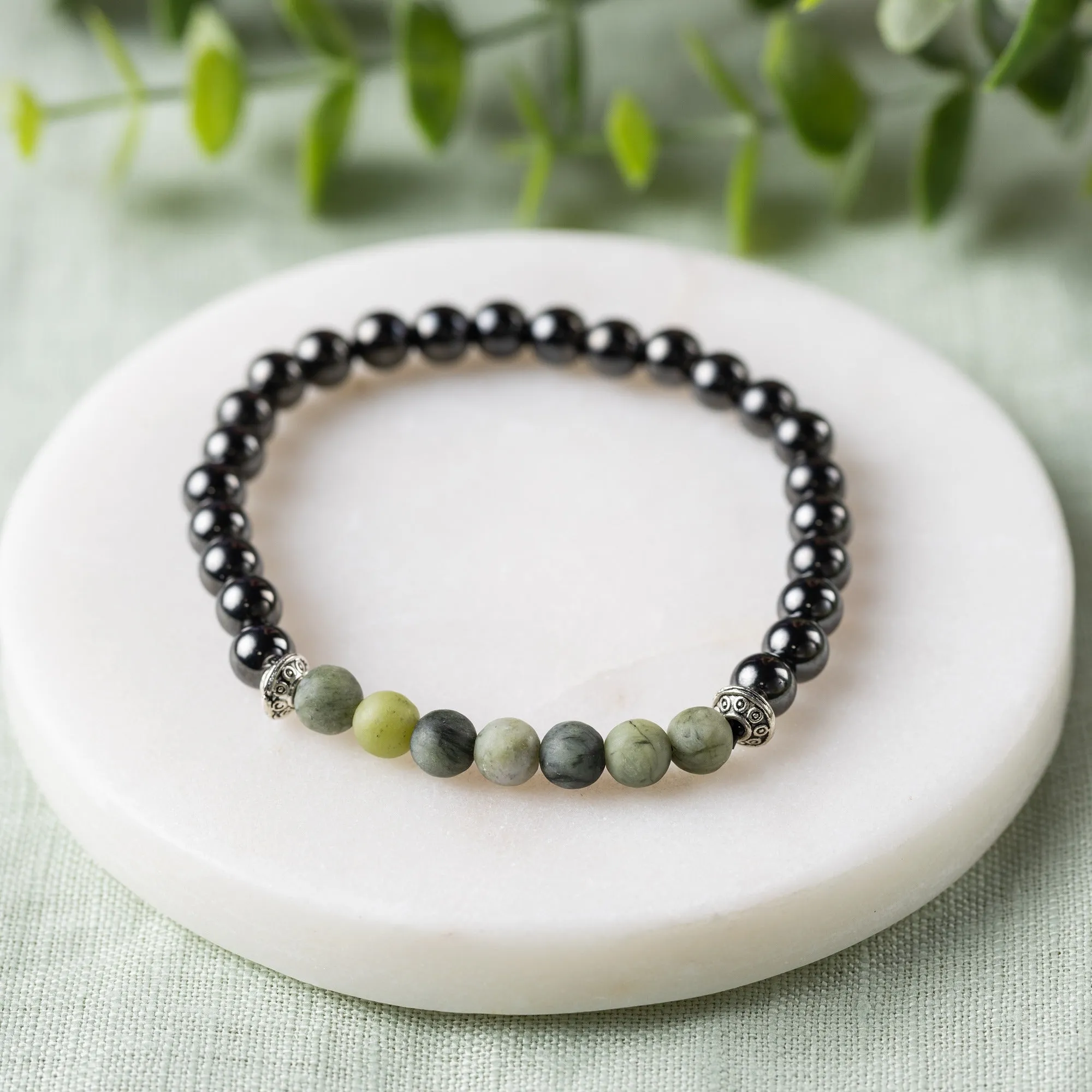 Adults | Green Jade   High Power Magnetic Hematite Bracelet