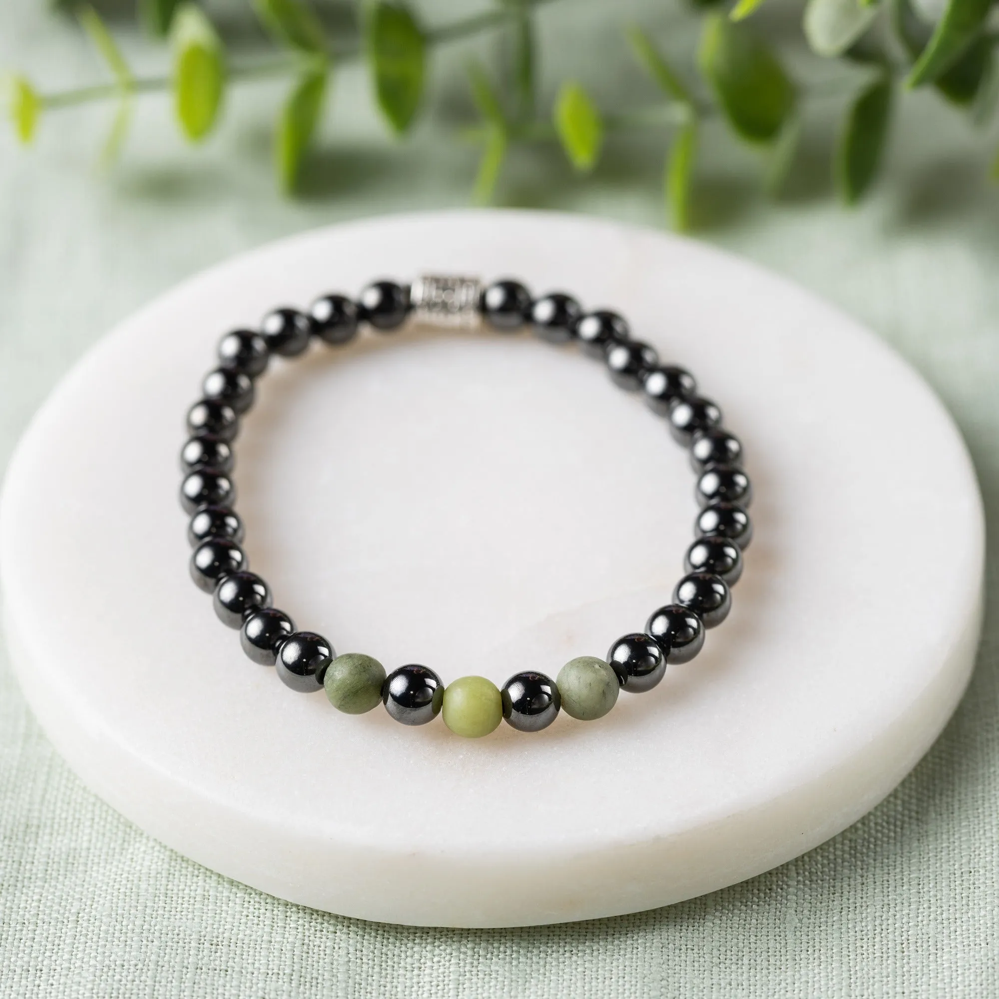 Adults | Green Jade   High Power Magnetic Hematite Bracelet