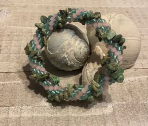 African turquoise chip crocheted bracelet