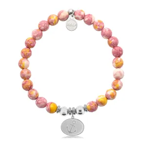 Anchor Charm with Lemonade Jade Charity Bracelet