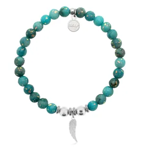 Angel Wing Cutout Charm with Blue Opal Jade Charity Bracelet
