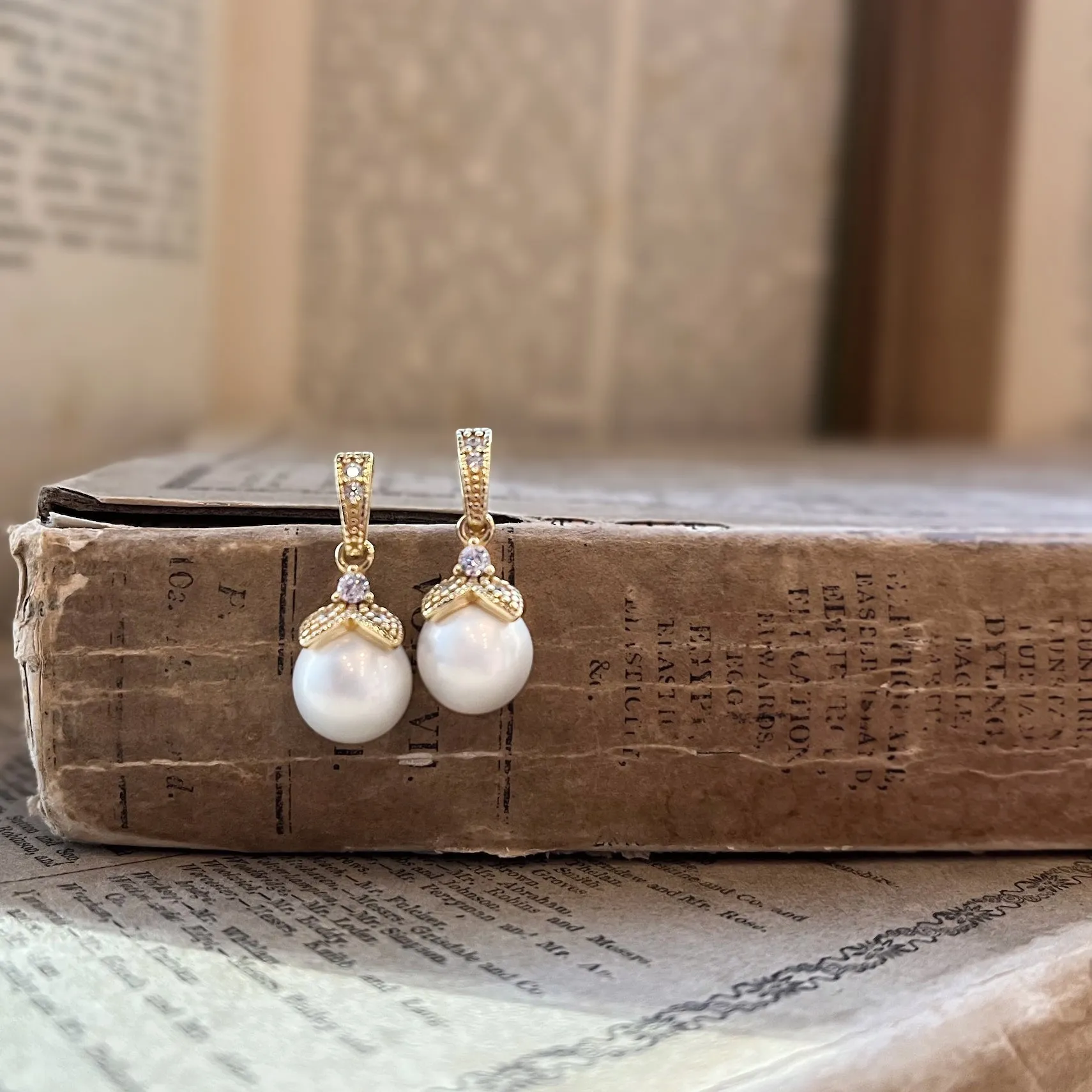 Ariel, Gold & Pearl Drop Earrings