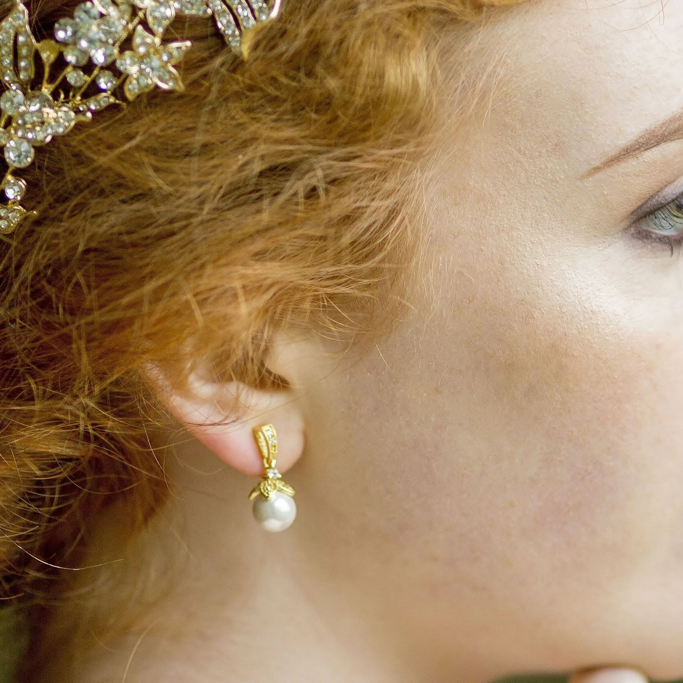 Ariel, Gold & Pearl Drop Earrings