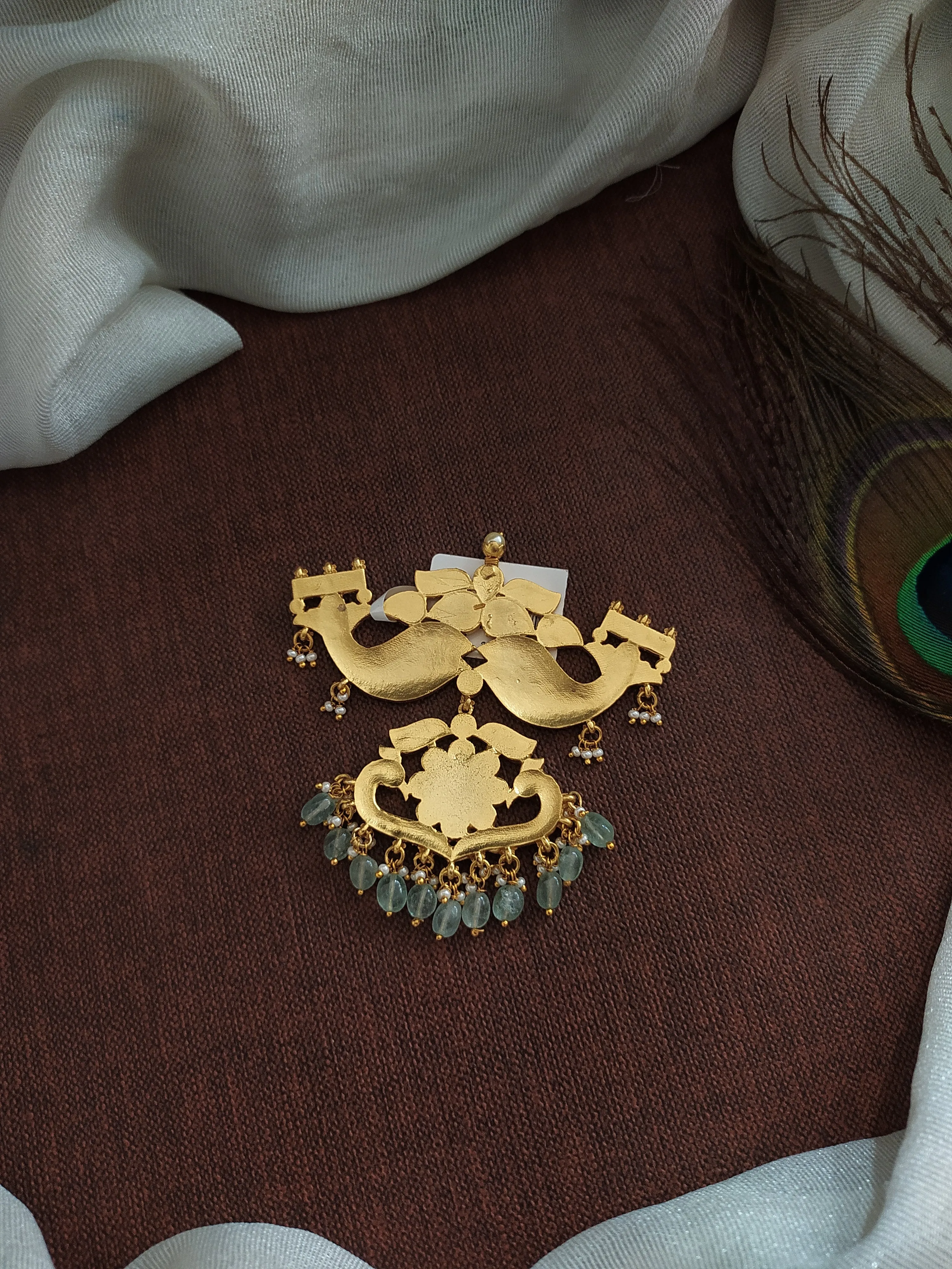 Blooming Grandeur Gold Plated Floral Jadau Kundan Pendant Set
