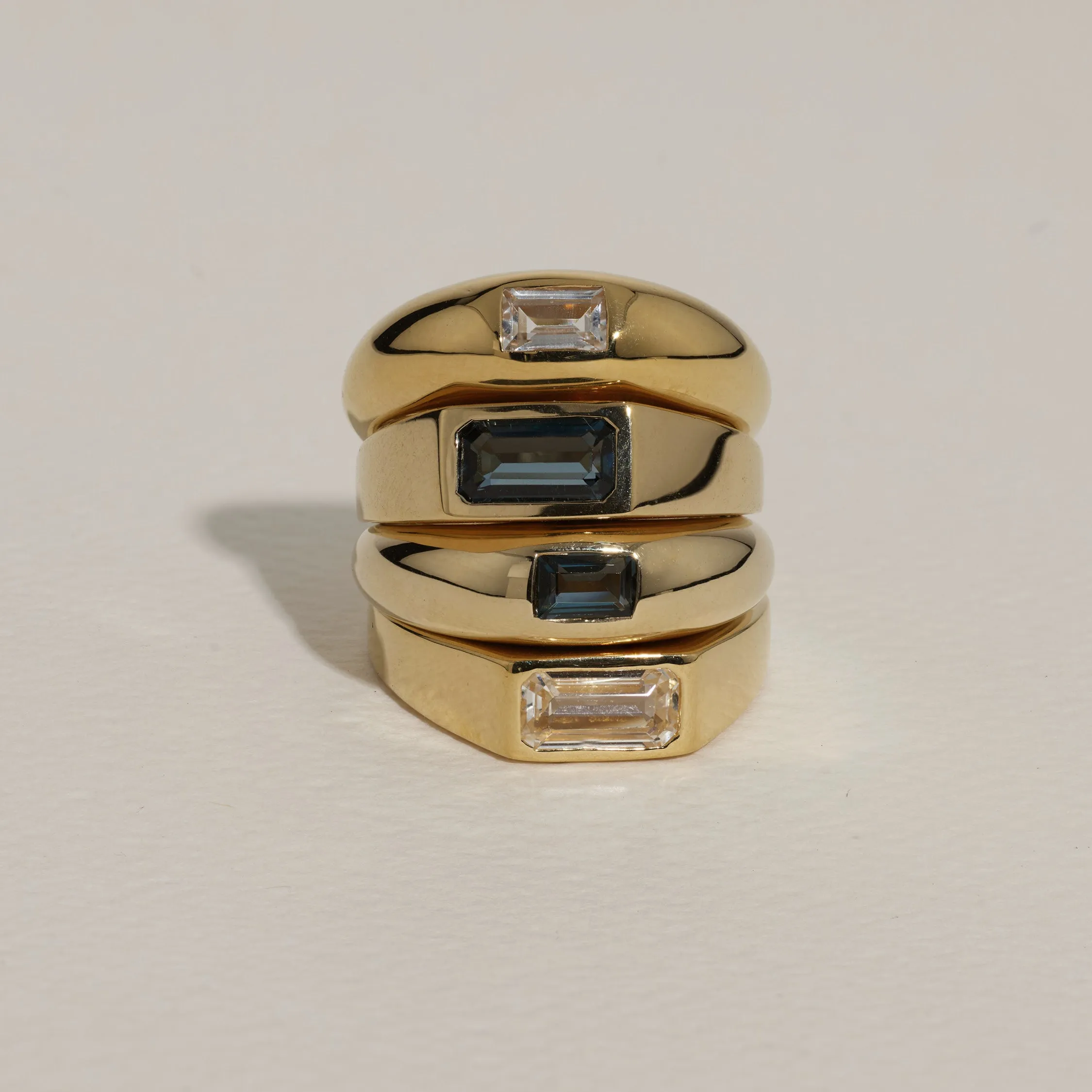 Blue Topaz Signet Pinky Ring in Gold