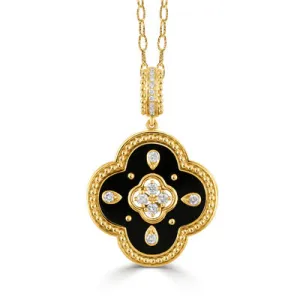 Byzantine Diamond & Black Onyx Pendant Necklace