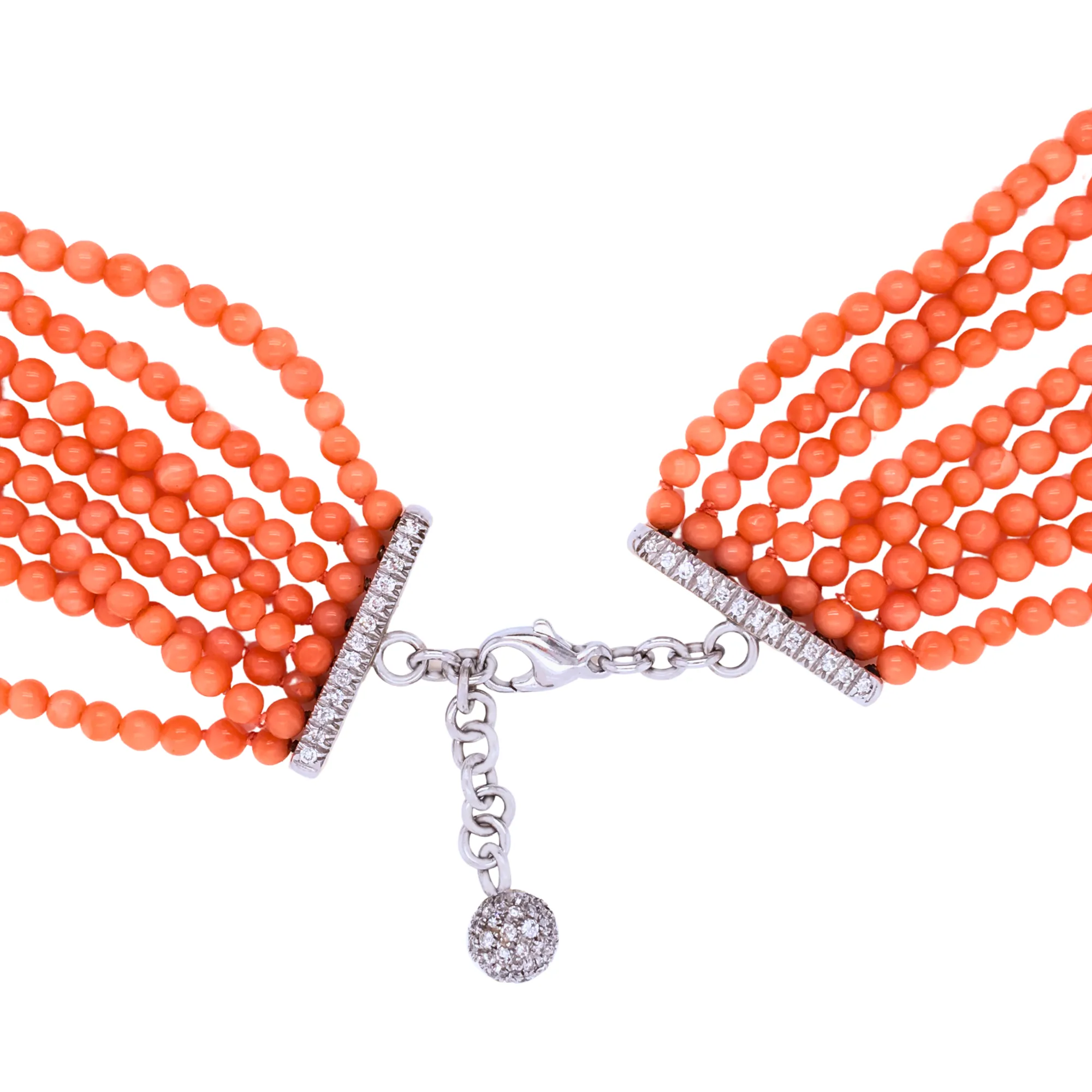 Capri Necklace with Coral and Diamonds