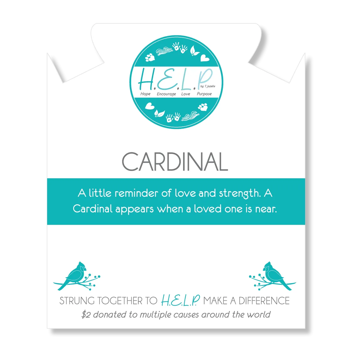 Cardinal Charm with Azure Blue Jade Charity Bracelet