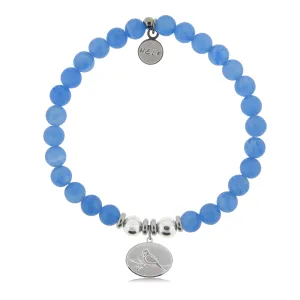 Cardinal Charm with Azure Blue Jade Charity Bracelet