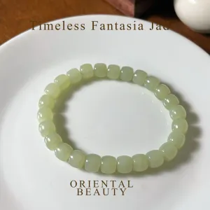 Certified genuine green Hetian jade nephrite jade Bracelet - 8mm beads 6.75 inches