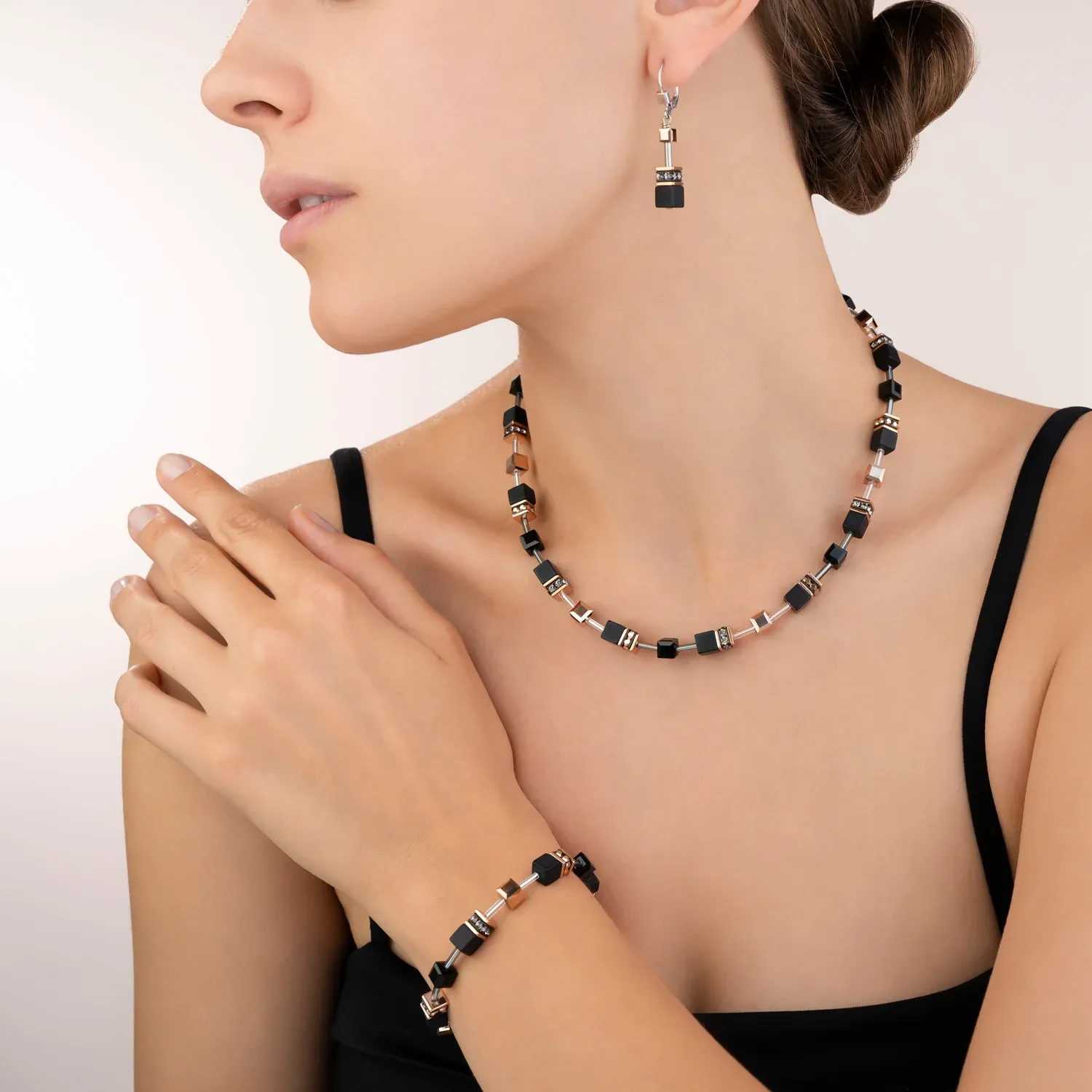 Coeur De Lion 4018N Necklace Onyx Black-Rose Gold