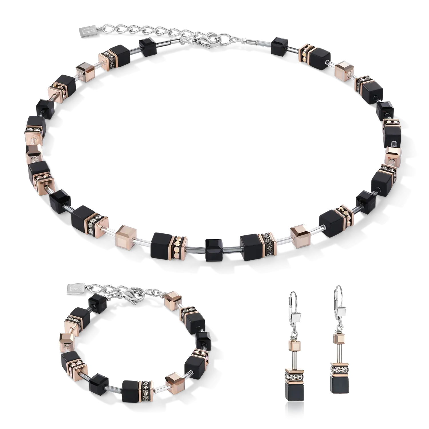 Coeur De Lion 4018N Necklace Onyx Black-Rose Gold