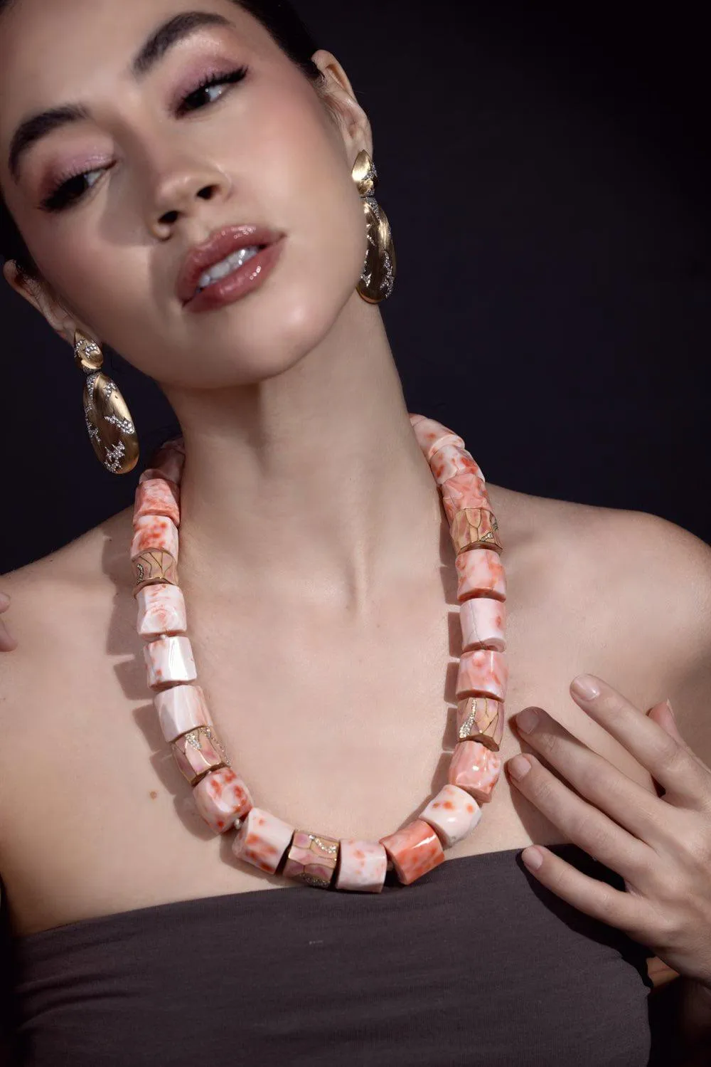 Coral Enamel Necklace