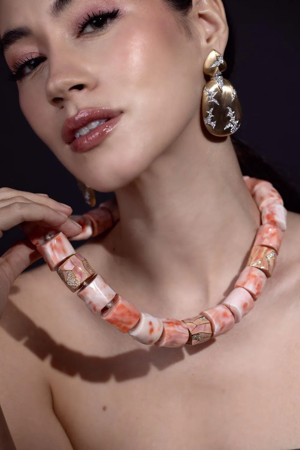 Coral Enamel Necklace