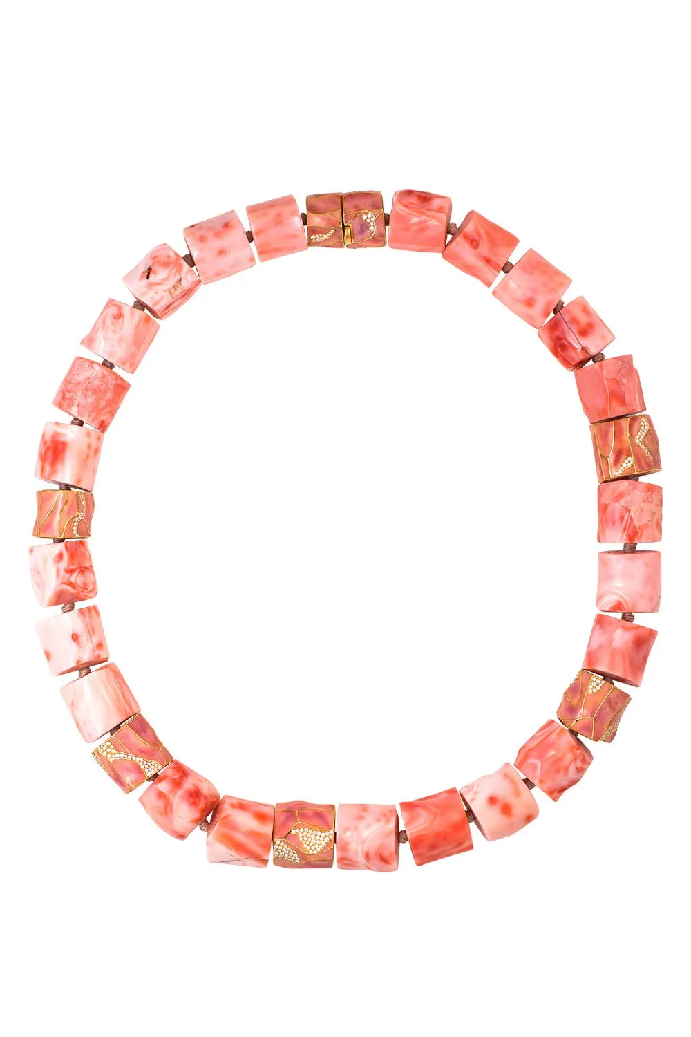 Coral Enamel Necklace