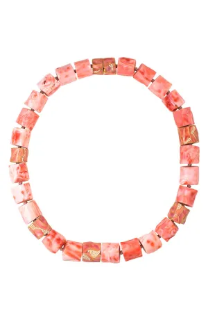 Coral Enamel Necklace