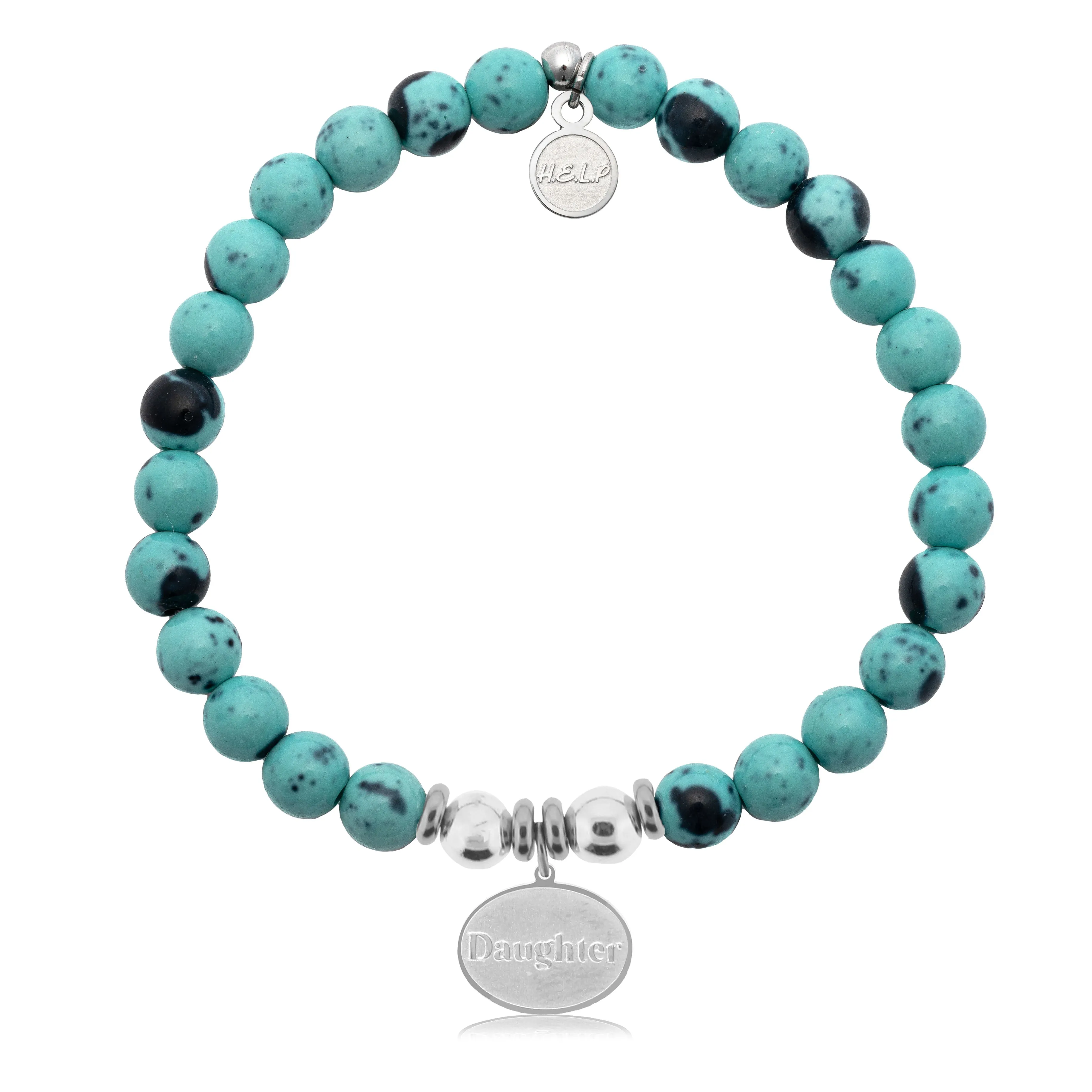 Daughter Charm with Blue Zebra Jade Charity Bracelet