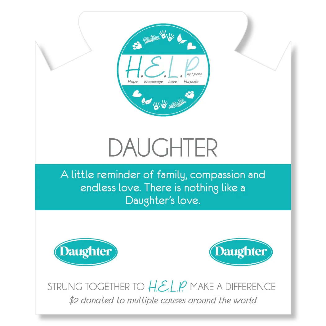 Daughter Charm with Blue Zebra Jade Charity Bracelet
