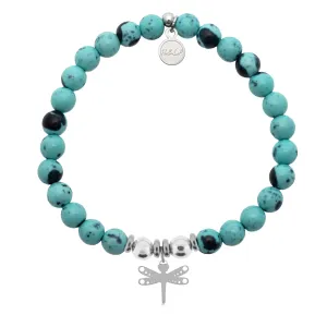 Dragonfly Charm with Blue Zebra Jade Charity Bracelet