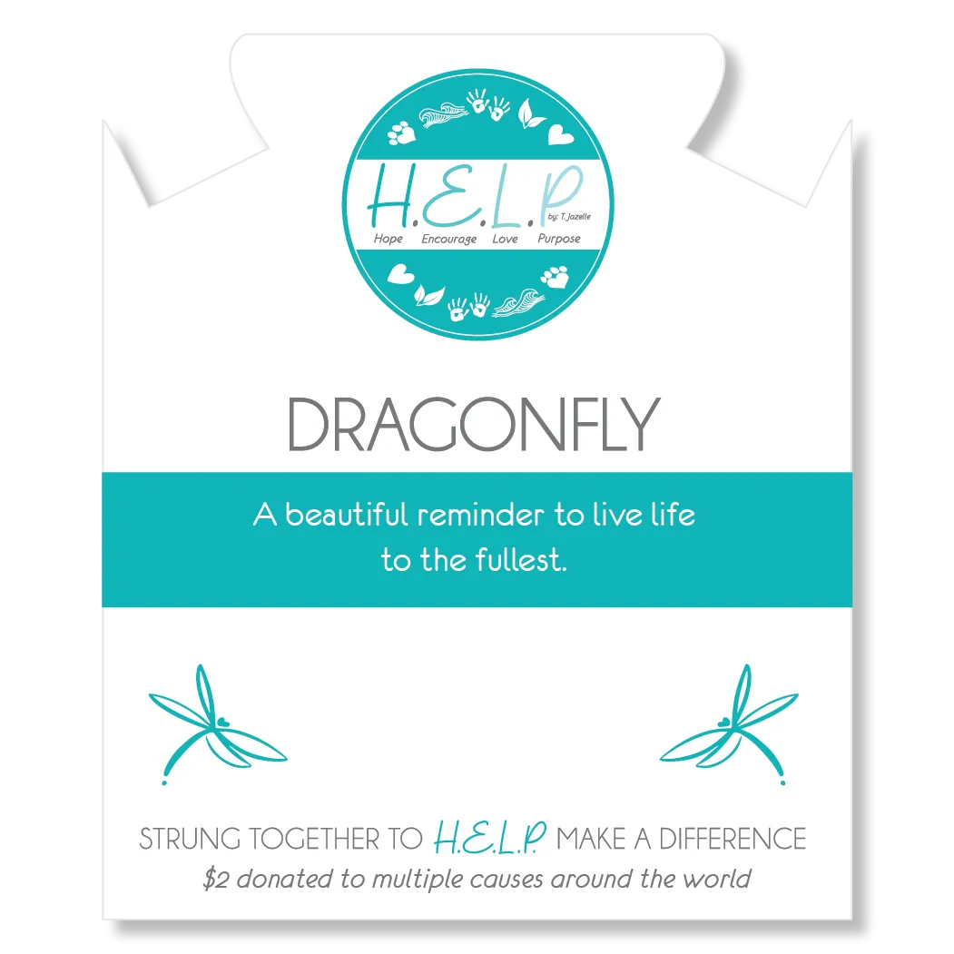 Dragonfly Charm with Blue Zebra Jade Charity Bracelet
