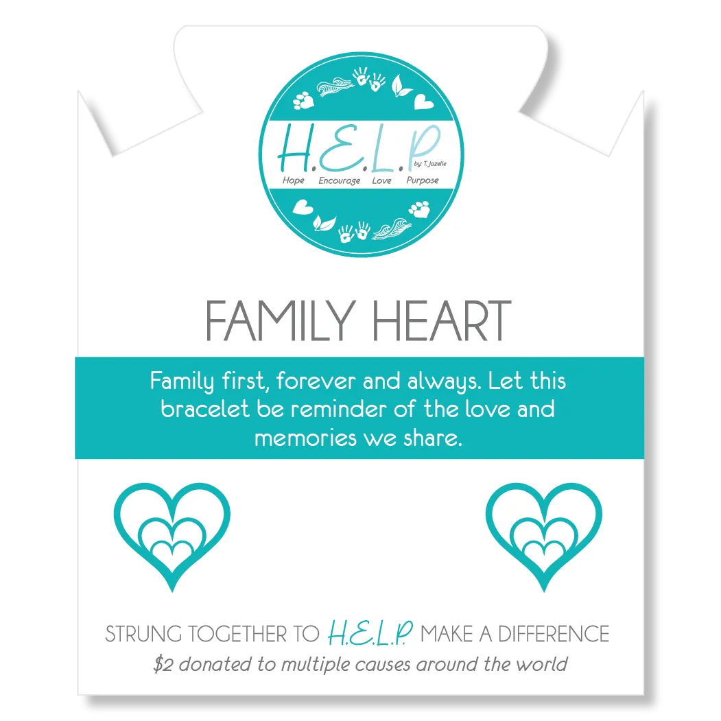 Family Heart Charm with Blue and White Jade Charity Bracelet