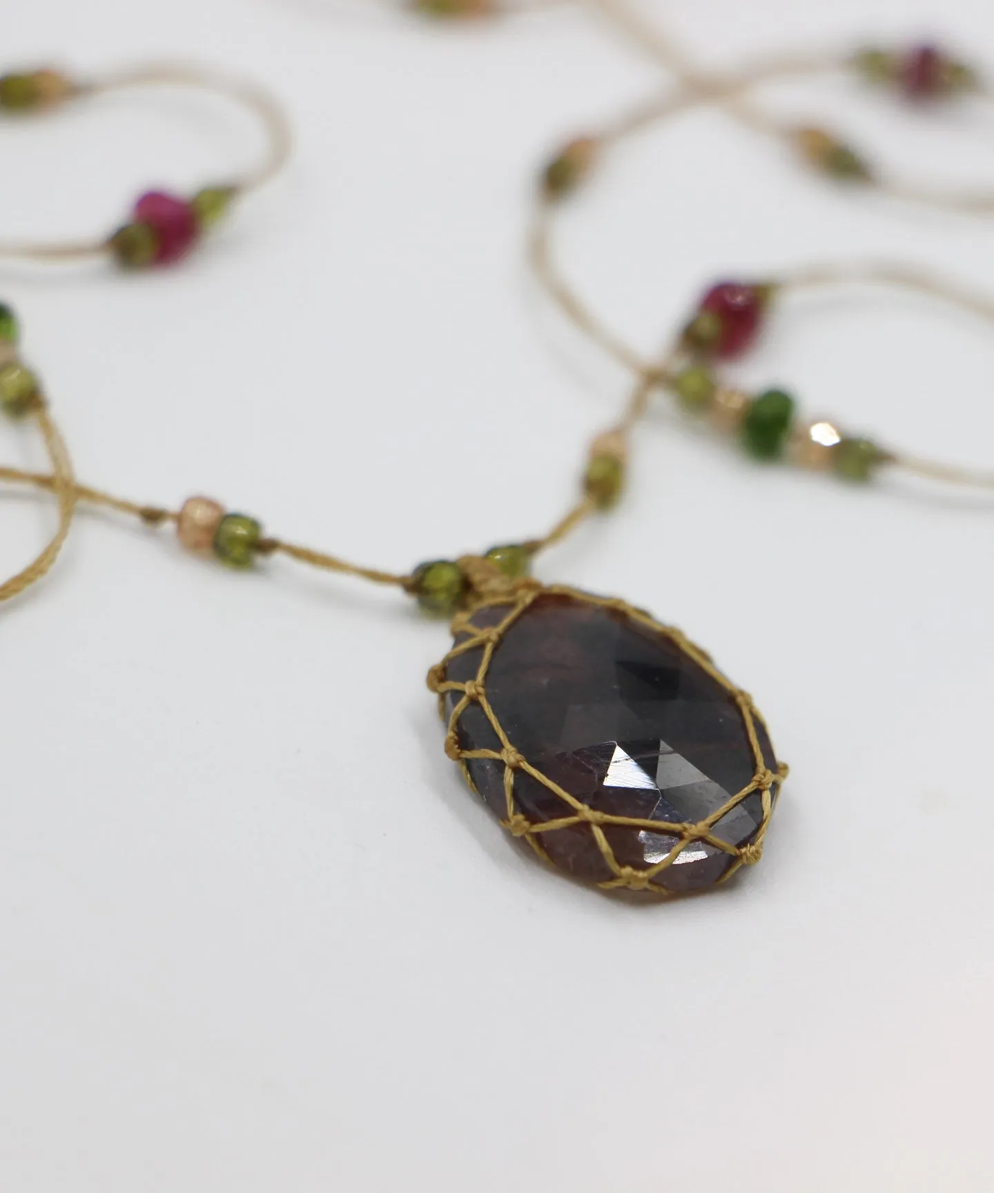 Long Tibetan Necklace - Corrundum Saphire Dark