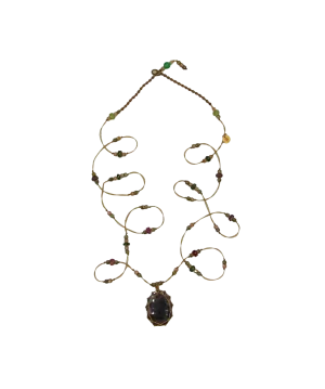 Long Tibetan Necklace - Corrundum Saphire Dark