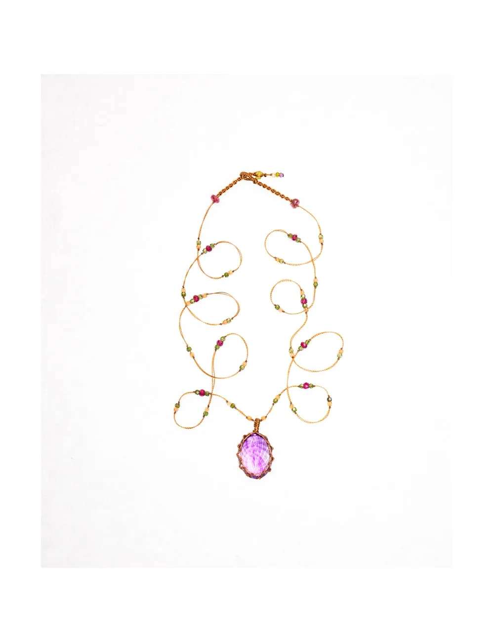 Long Tibetan Necklace - Dark Purple Amethyst