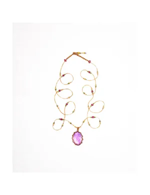 Long Tibetan Necklace - Dark Purple Amethyst