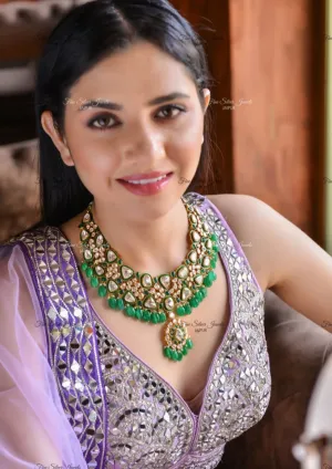 MAHARANI GREEN EMERALD LONG NECKLACE SET