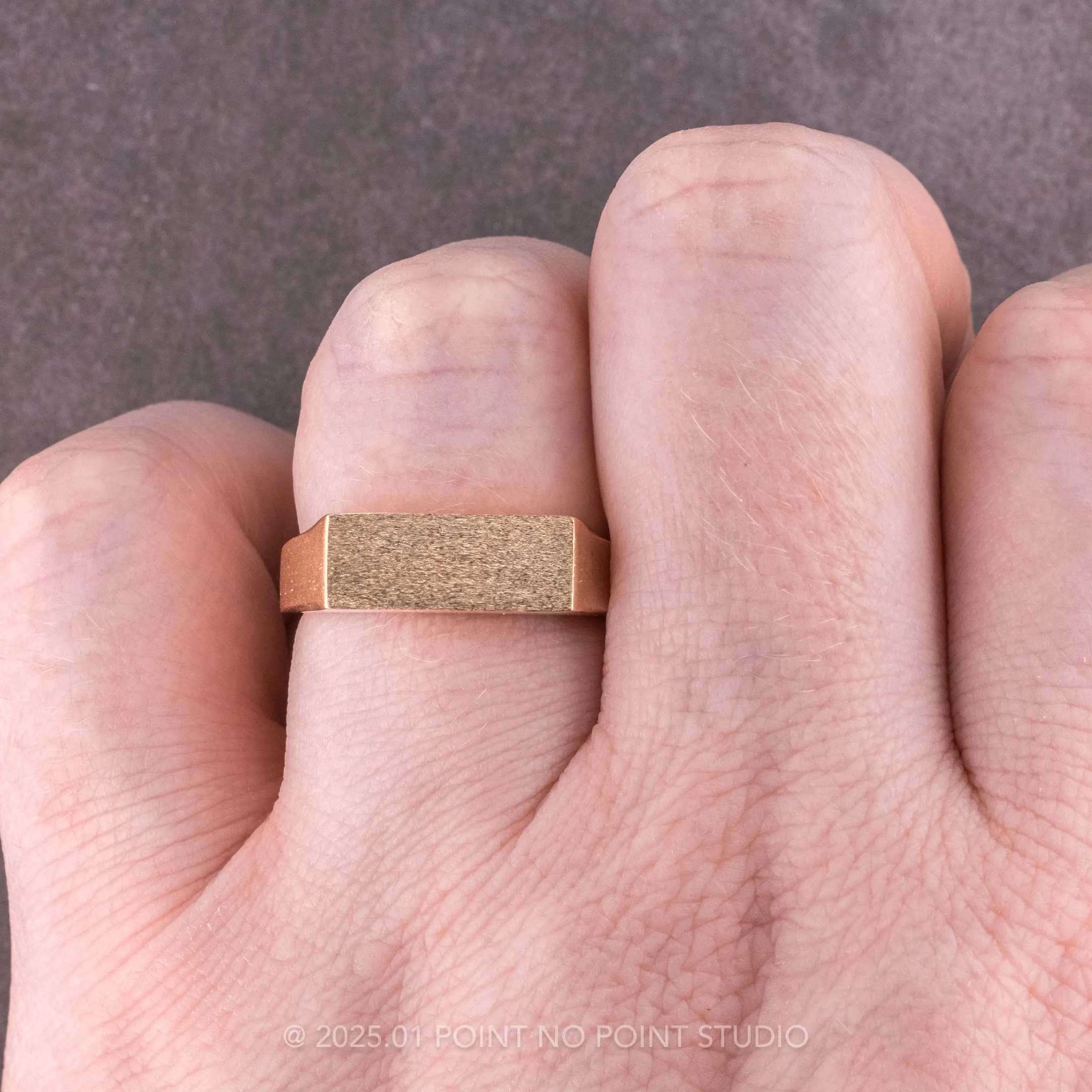Men's Signet Style Wedding Ring, 14K Yellow Gold