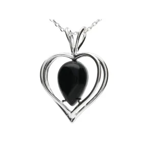 MILENA Silver Necklace Heart with Onyx