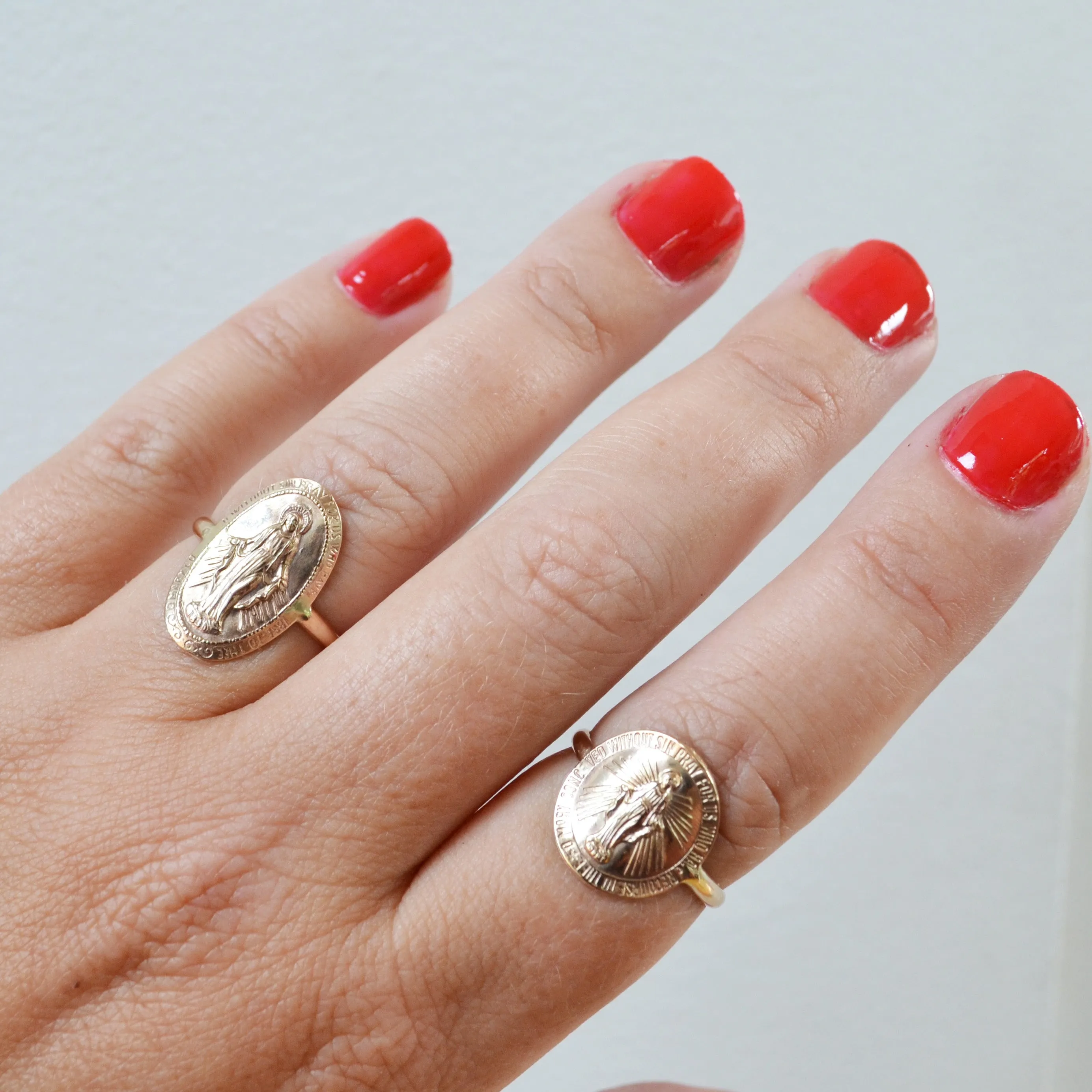 Mother Mary Coin Ring
