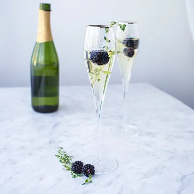 Mr. & Mrs. Gatsby Silver Rim Champagne Flutes