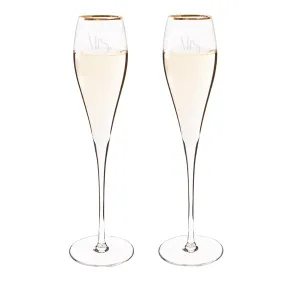 Mrs. & Mrs. Gatsby Gold Champagne Flutes