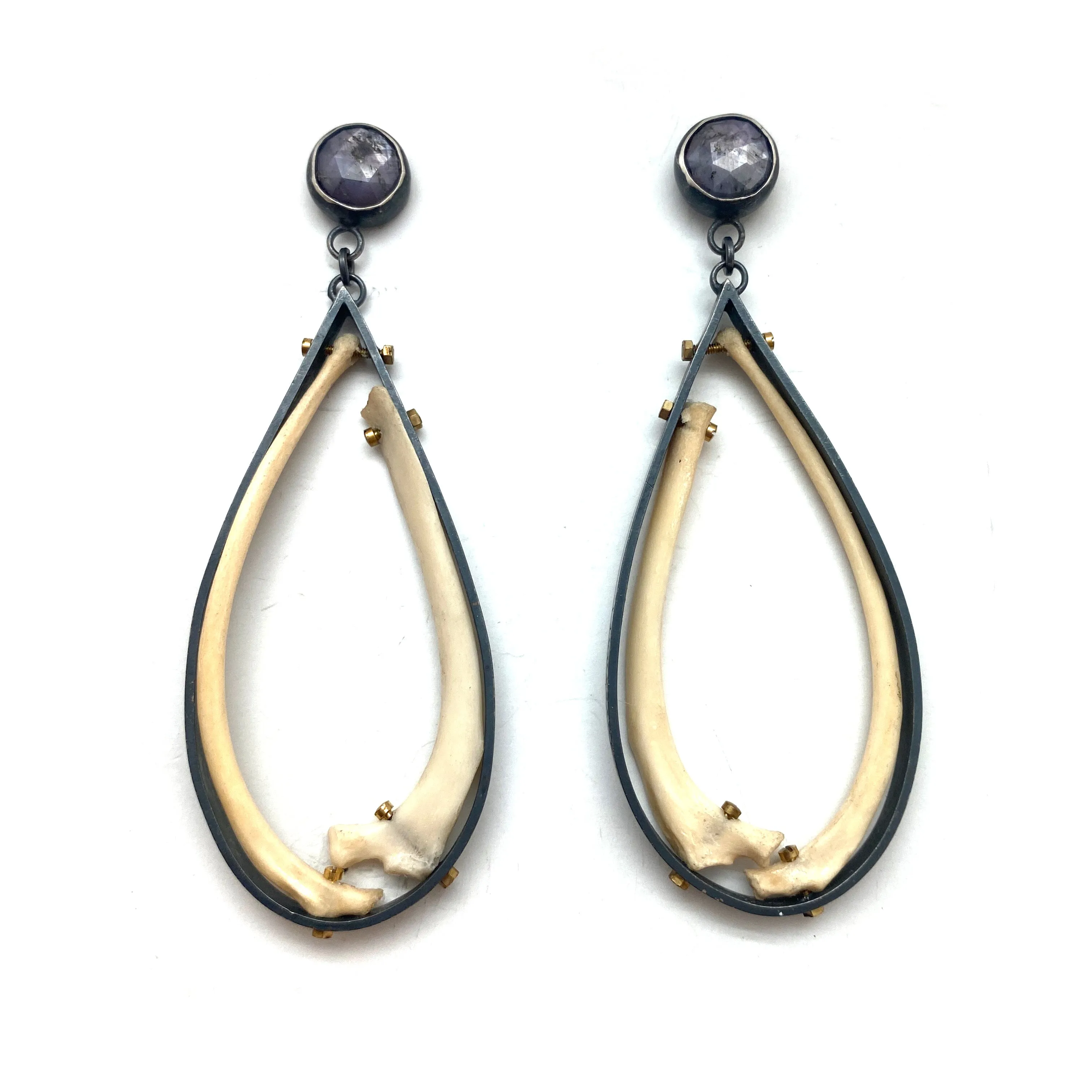 Of Mineral And Marrow Earrings - Rabbit and Sapphire