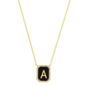 Onyx Initial Necklace