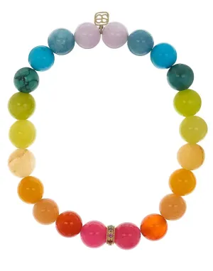 Rainbow Jade Rondelle Bead Bracelet