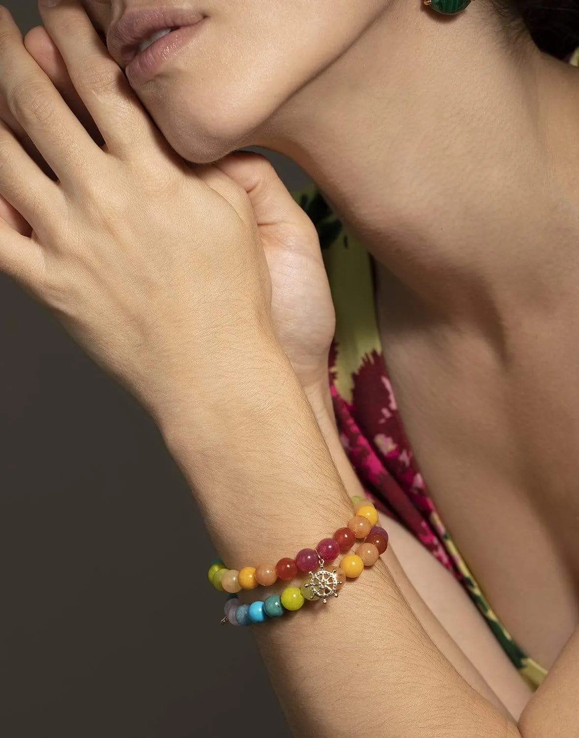 Rainbow Jade Rondelle Bead Bracelet