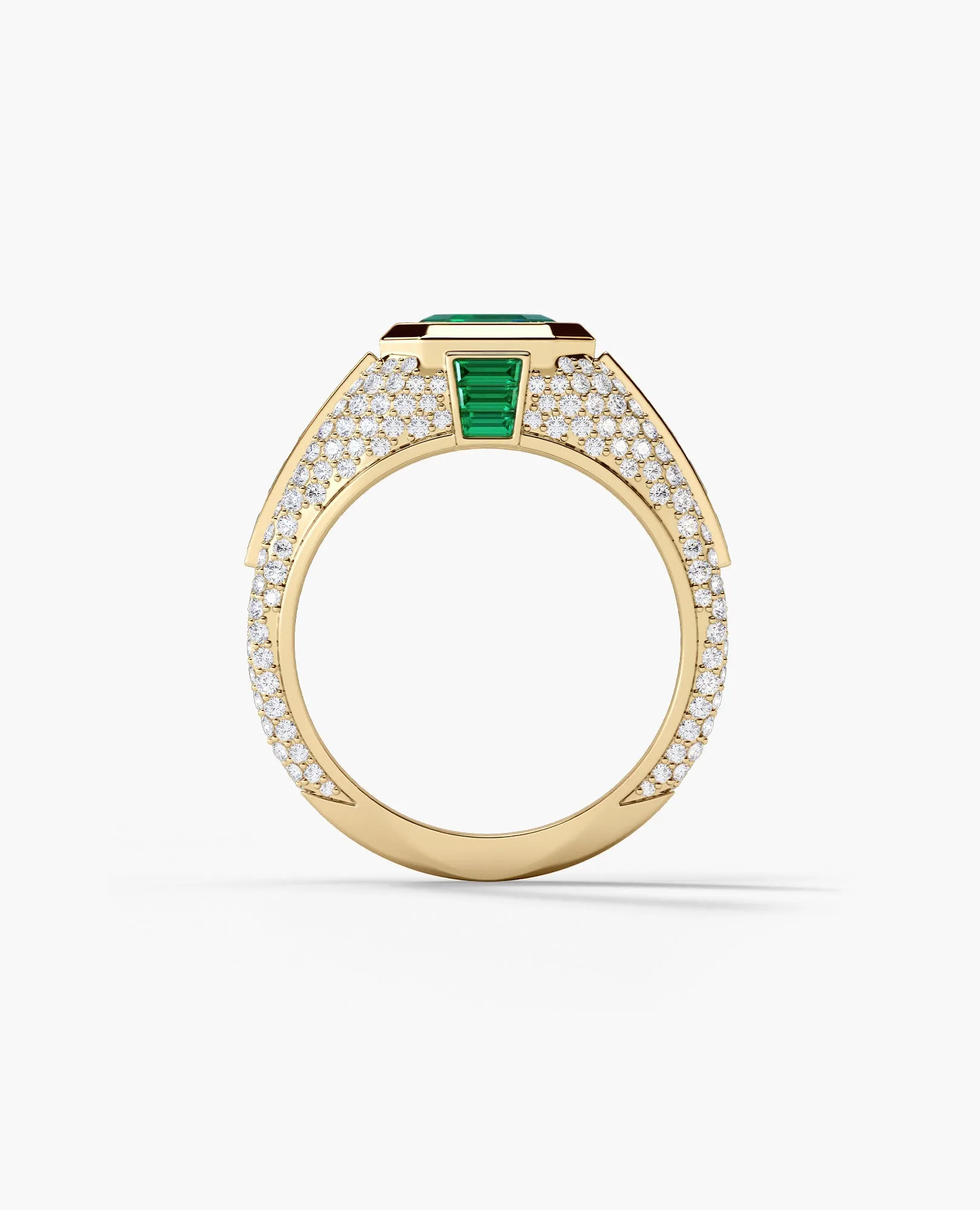 ROCHESTER Gold Signet Ring with 11.30ct Emeralds and Diamonds