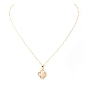 Rose Gold CZ Clover Pendant Necklace