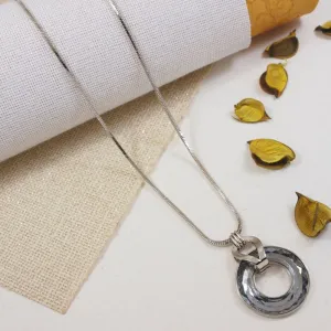 Round Crystal Pendent Long Chain Neckalce
