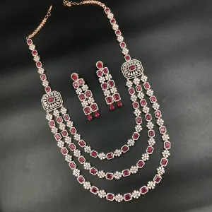 Ruby Zircon/AD  Long Necklace Set  19679-6863